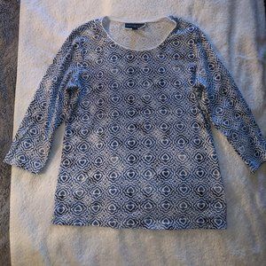 Karen Scott 3/4 Sleeve Printed Spring Top Size Small
